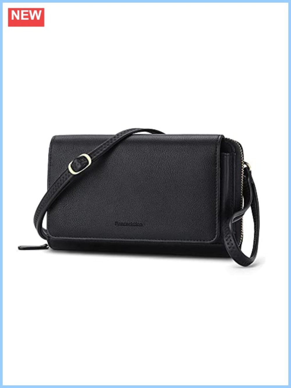 Vegan Leather RFID Crossbody Wristlet Wallet with 17 Card Slots